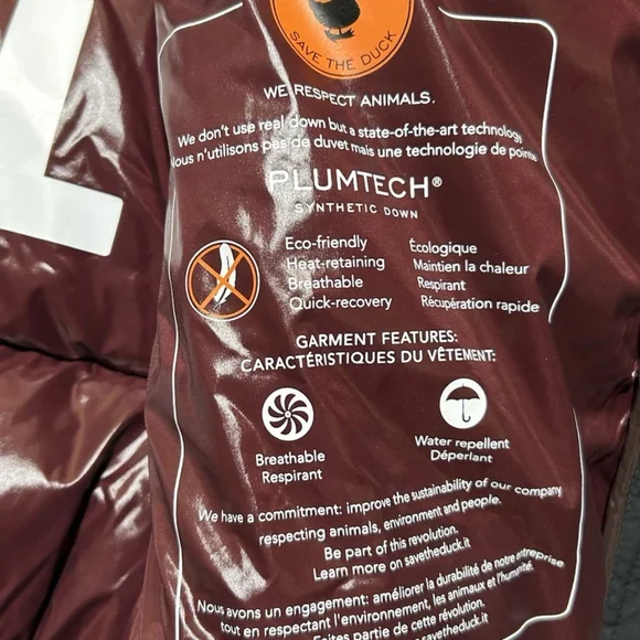 Save The Duck - Isla Puffer - Espresso Brown - M/L NWOT - Picture 10 of 12
